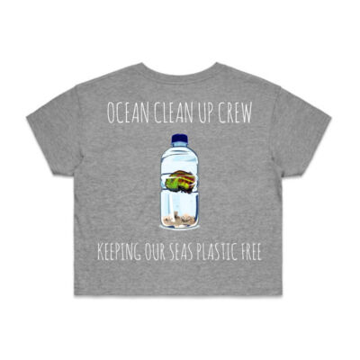 dive eden women's crop tee w ocean clean up crew print on back Thumbnail