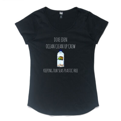 dive eden women's t-shirt w ocean clean up crew print on front Thumbnail